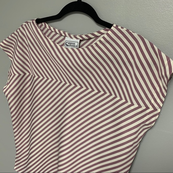 Vintage 1970s Chevron Purple Stripe Women’s Shirt - Picture 1 of 8